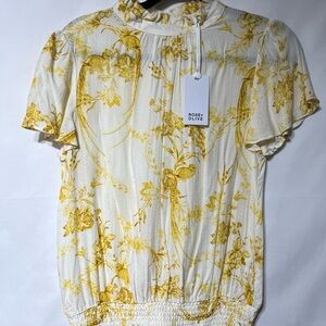 Rose & Olive Yellow‎ and Cream Floral Top